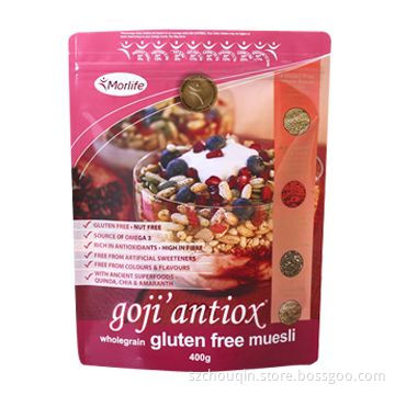Full Color Printing Stand-up Food Bag with Zip Lock and Tear Notch with Food Grade Material